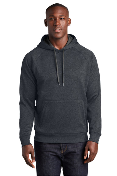 Sport-Tek ST250 Mens Tech Moisture Wicking Fleece Hooded Sweatshirt Hoodie Heather Graphite Grey Model Front