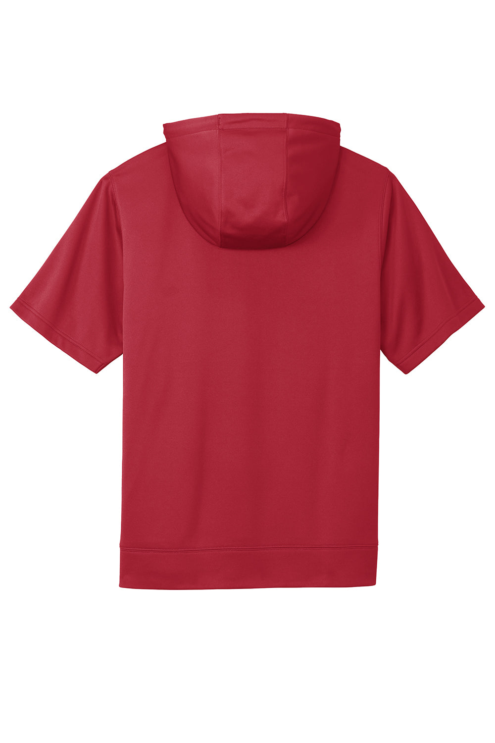 Sport-Tek ST251 Mens Moisture Wicking Fleece Short Sleeve Hooded Sweatshirt Hoodie Deep Red Flat Back