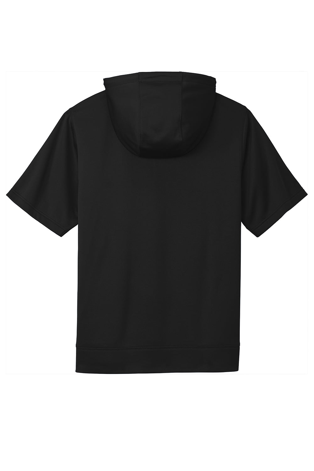 Sport-Tek ST251 Mens Moisture Wicking Fleece Short Sleeve Hooded Sweatshirt Hoodie Black Flat Back