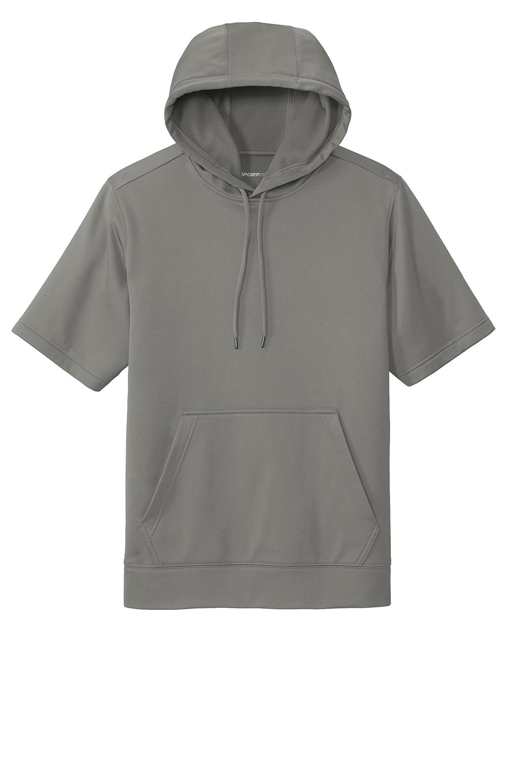 Sport-Tek ST251 Mens Moisture Wicking Fleece Short Sleeve Hooded Sweatshirt Hoodie Dark Smoke Grey Flat Front