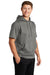 Sport-Tek ST251 Mens Moisture Wicking Fleece Short Sleeve Hooded Sweatshirt Hoodie Dark Smoke Grey Model 3q