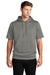 Sport-Tek ST251 Mens Moisture Wicking Fleece Short Sleeve Hooded Sweatshirt Hoodie Dark Smoke Grey Model Front