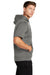 Sport-Tek ST251 Mens Moisture Wicking Fleece Short Sleeve Hooded Sweatshirt Hoodie Dark Smoke Grey Model Side