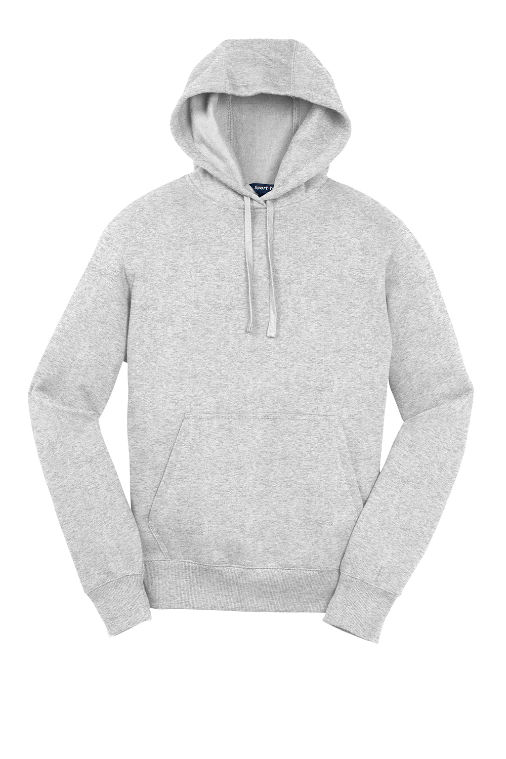 Sport-Tek ST254/TST254 Mens Shrink Resistant Fleece Hooded Sweatshirt Hoodie Heather Grey Flat Front