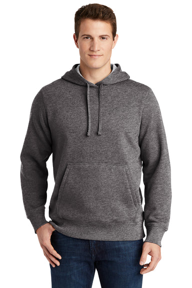 Sport-Tek ST254/TST254 Mens Shrink Resistant Fleece Hooded Sweatshirt Hoodie Heather Graphite Grey Model Front