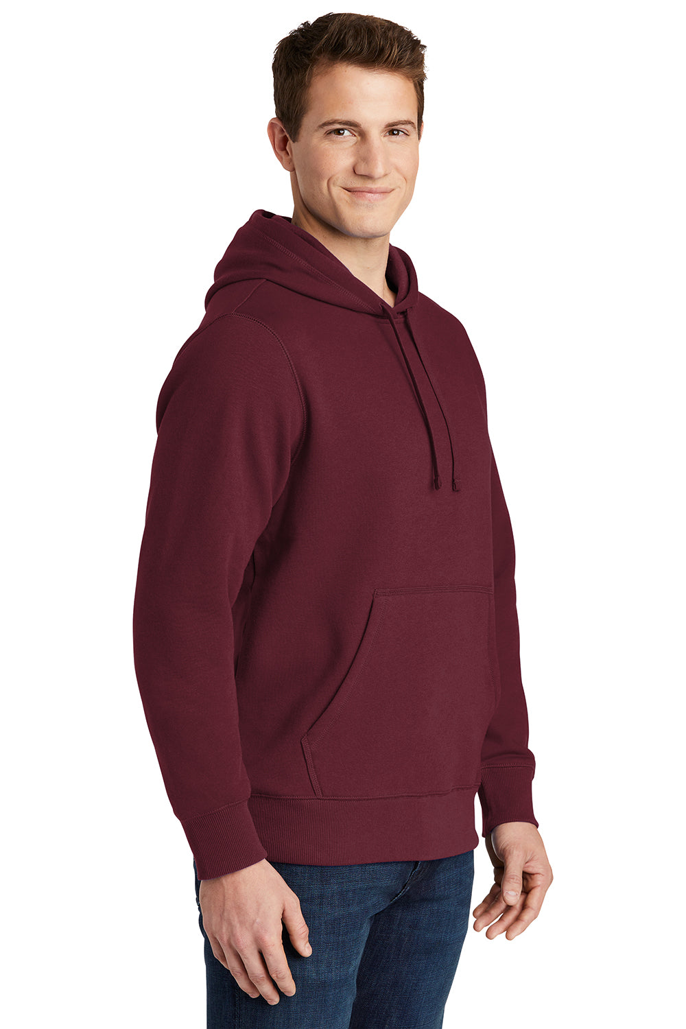 Sport-Tek ST254/TST254 Mens Shrink Resistant Fleece Hooded Sweatshirt Hoodie Maroon Model 3q