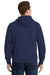 Sport-Tek ST254/TST254 Mens Shrink Resistant Fleece Hooded Sweatshirt Hoodie True Navy Blue Model Back