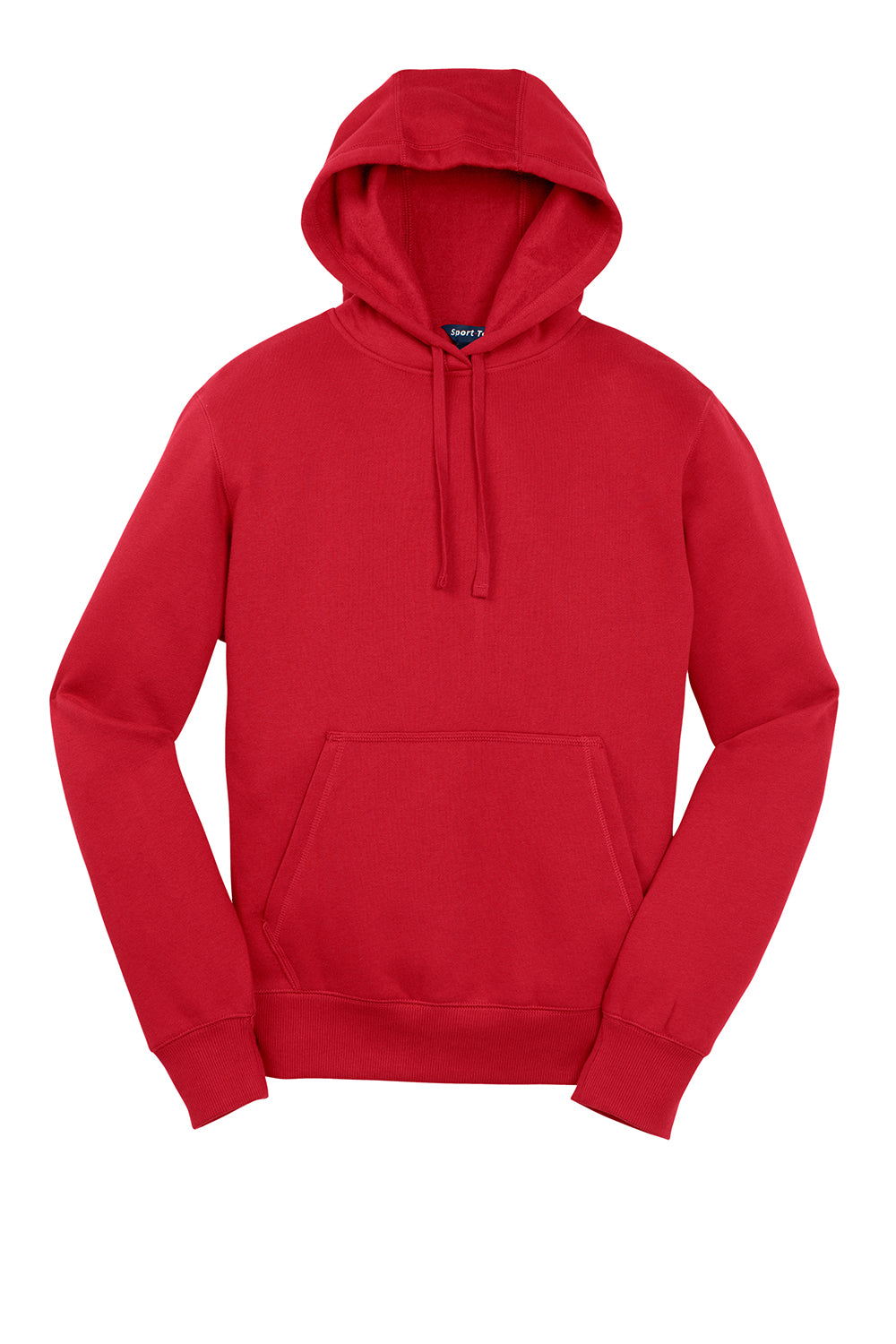 Sport-Tek ST254/TST254 Mens Shrink Resistant Fleece Hooded Sweatshirt Hoodie True Red Flat Front