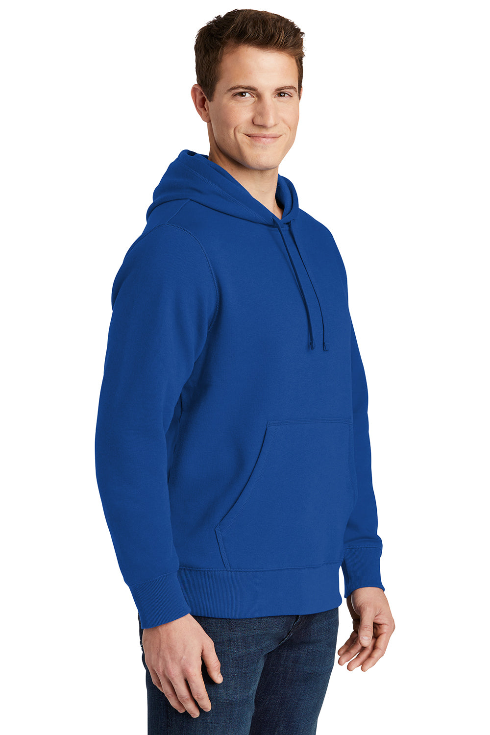 Sport-Tek ST254/TST254 Mens Shrink Resistant Fleece Hooded Sweatshirt Hoodie True Royal Blue Model 3q