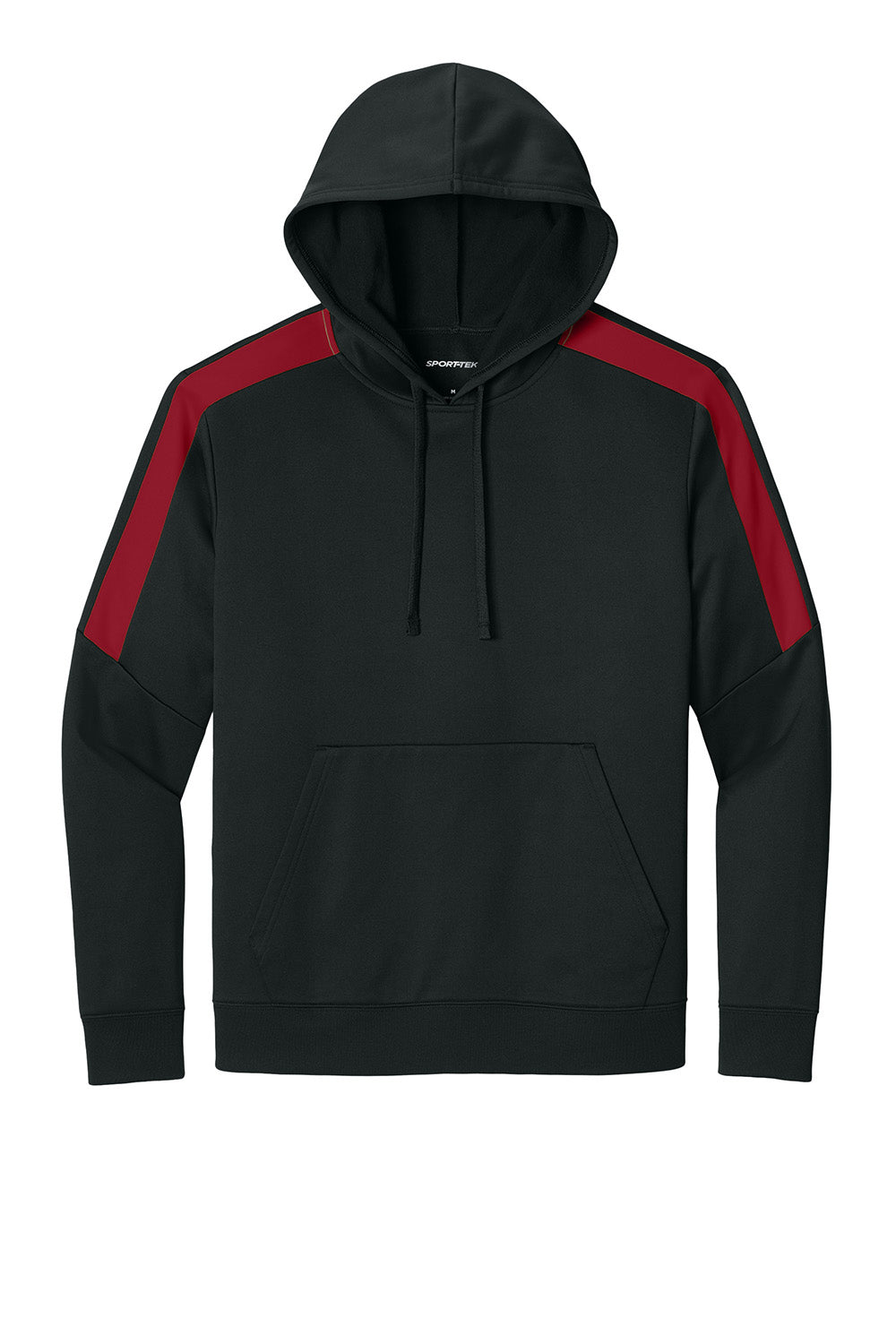 Sport-Tek ST255 Mens Sport-Wick United Fleece Hooded Sweatshirt Hoodie Black/Deep Red Flat Front