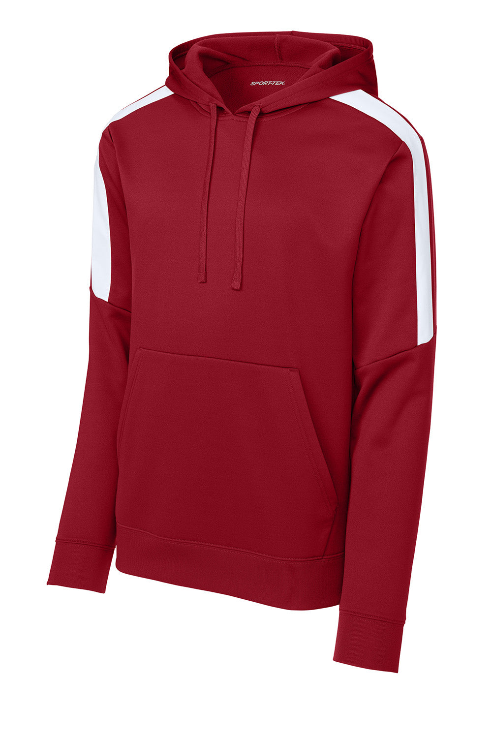 Sport-Tek ST255 Mens Sport-Wick United Fleece Hooded Sweatshirt Hoodie Deep Red/White Flat Front