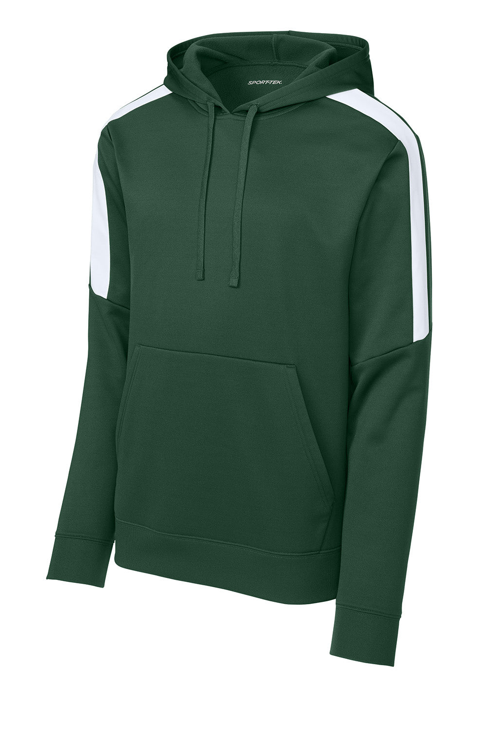 Sport-Tek ST255 Mens Sport-Wick United Fleece Hooded Sweatshirt Hoodie Forest Green/White Flat Front