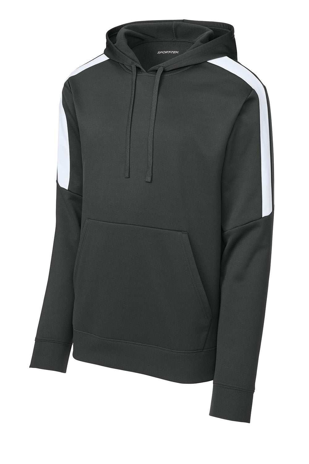 Sport-Tek ST255 Mens Sport-Wick United Fleece Hooded Sweatshirt Hoodie Iron Grey/White Flat Front