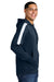 Sport-Tek ST255 Mens Sport-Wick United Fleece Hooded Sweatshirt Hoodie Navy Blue/White Model Side