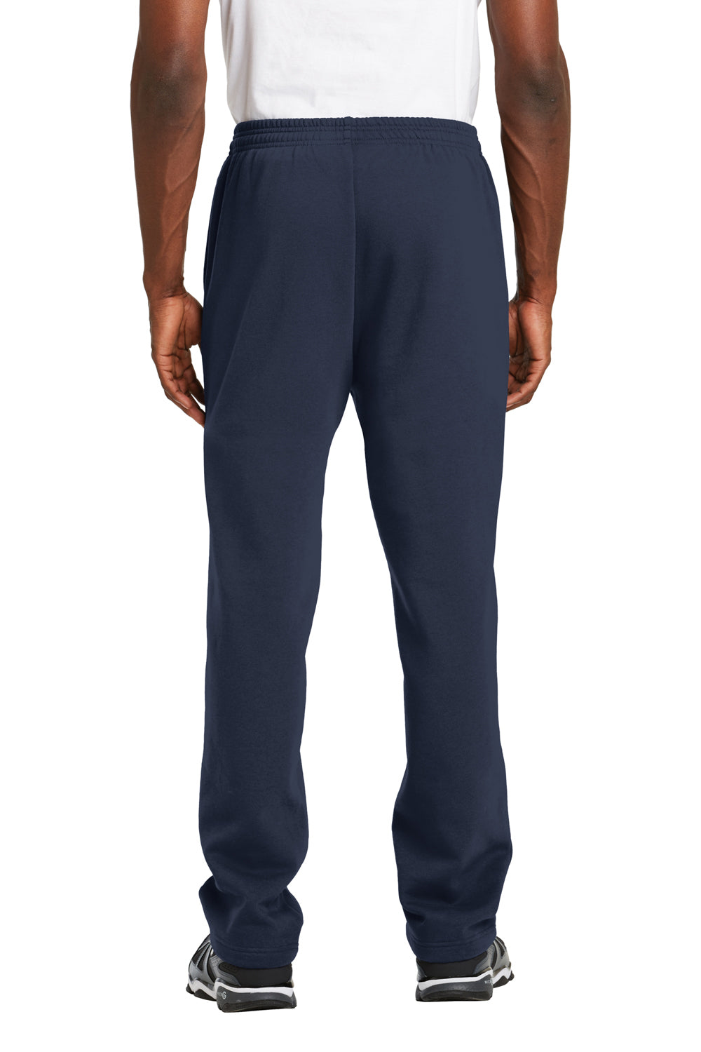 Sport-Tek ST257 Mens Open Bottom Sweatpants w/ Pockets True Navy Blue Model Back