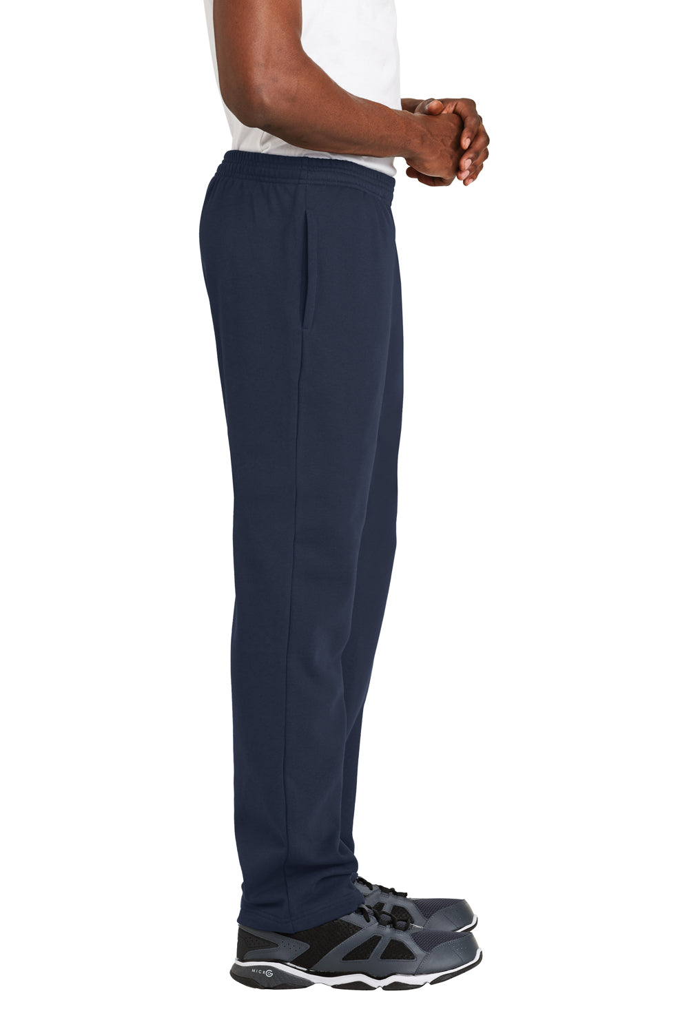 Sport-Tek ST257 Mens Open Bottom Sweatpants w/ Pockets True Navy Blue Model Side