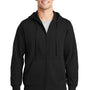 Sport-Tek Mens Fleece Full Zip Hooded Sweatshirt Hoodie - Black