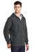 Sport-Tek ST258 Mens Fleece Full Zip Hooded Sweatshirt Hoodie Heather Graphite Grey Model 3q