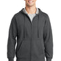 Sport-Tek Mens Fleece Full Zip Hooded Sweatshirt Hoodie - Heather Graphite Grey