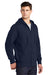 Sport-Tek ST258 Mens Fleece Full Zip Hooded Sweatshirt Hoodie True Navy Blue Model 3q