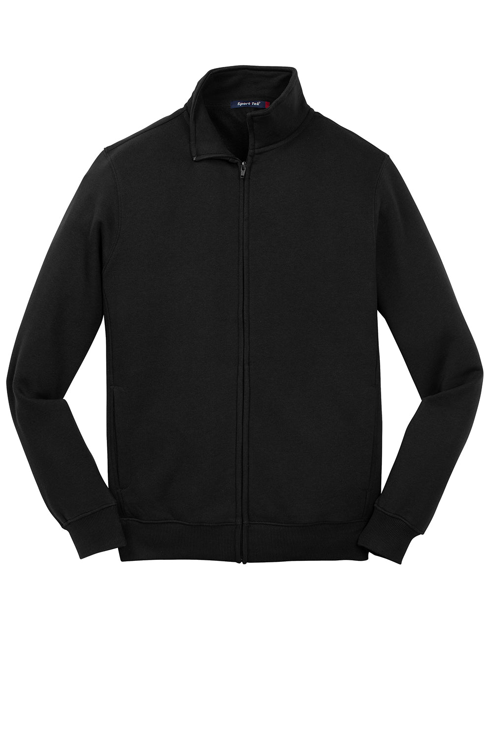 Sport-Tek ST259 Mens Shrink Resistant Fleece Full Zip Sweatshirt Black Flat Front