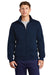 Sport-Tek ST259 Mens Shrink Resistant Fleece Full Zip Sweatshirt True Navy Blue Model Front