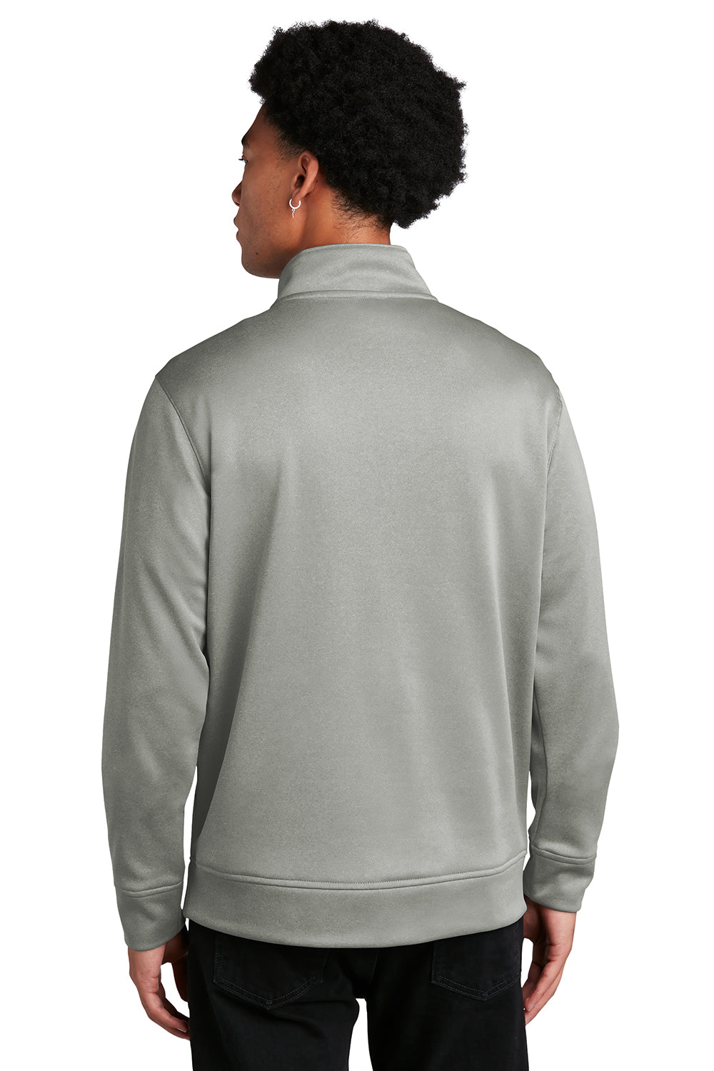 Sport-Tek ST263 Mens Heather Sport-Wick Moisture Wicking Fleece 1/4 Zip Sweatshirt Heather Dark Silver Grey Model Back