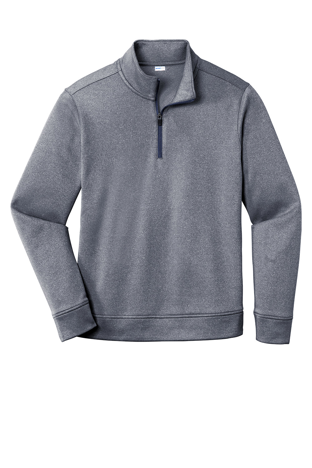 Sport-Tek ST263 Mens Heather Sport-Wick Moisture Wicking Fleece 1/4 Zip Sweatshirt Heather True Navy Blue Flat Front