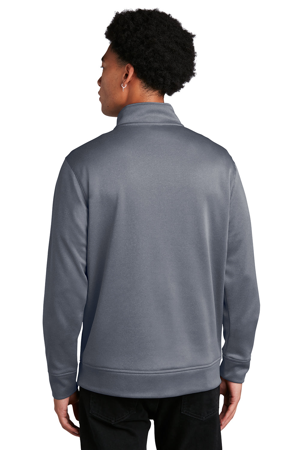 Sport-Tek ST263 Mens Heather Sport-Wick Moisture Wicking Fleece 1/4 Zip Sweatshirt Heather True Navy Blue Model Back