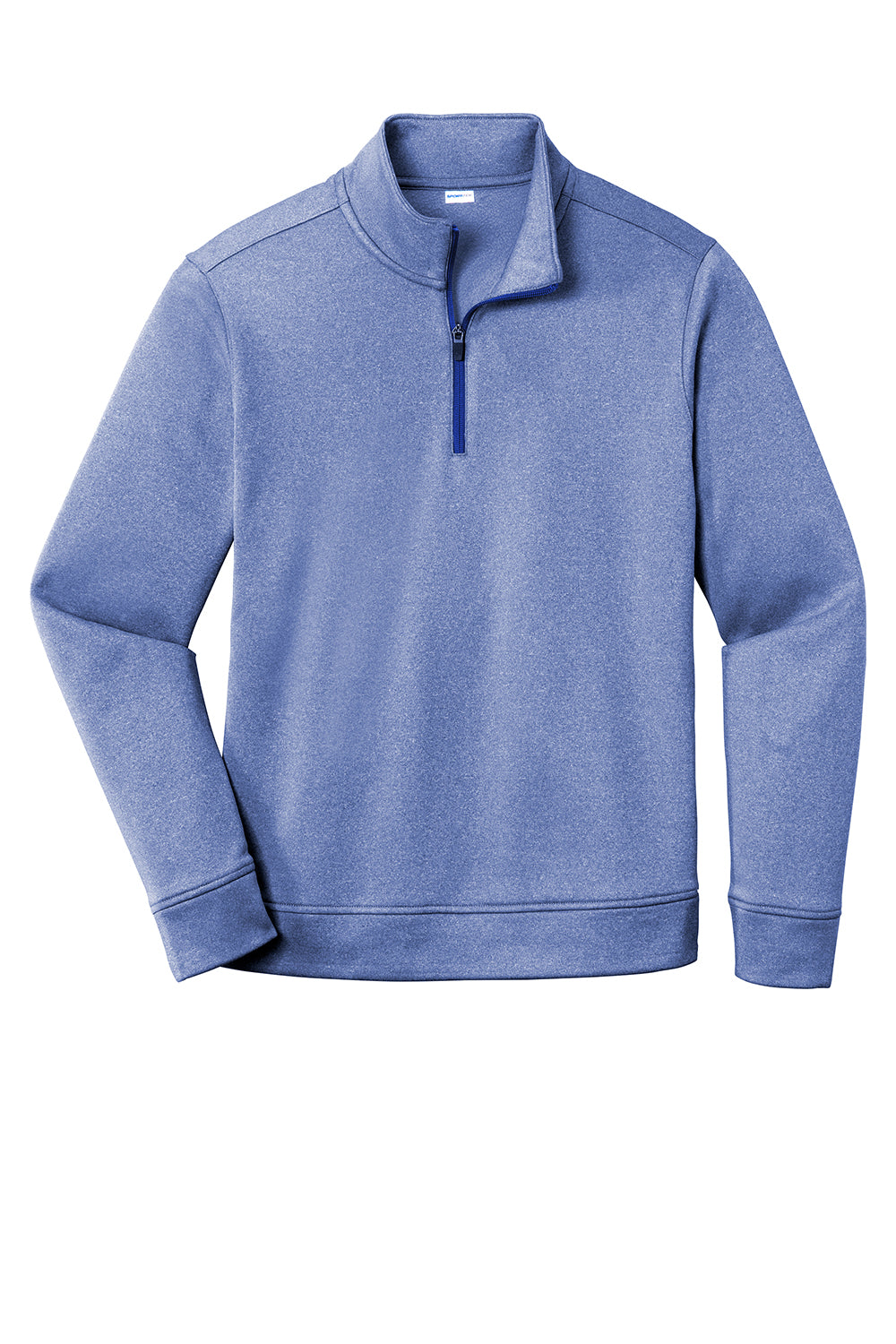 Sport-Tek ST263 Mens Heather Sport-Wick Moisture Wicking Fleece 1/4 Zip Sweatshirt Heather True Royal Blue Flat Front