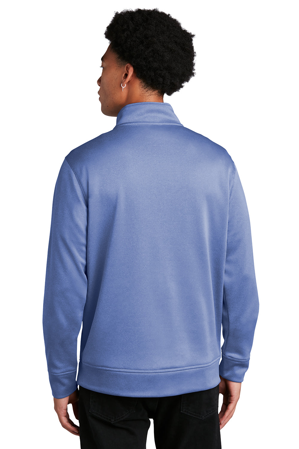 Sport-Tek ST263 Mens Heather Sport-Wick Moisture Wicking Fleece 1/4 Zip Sweatshirt Heather True Royal Blue Model Back