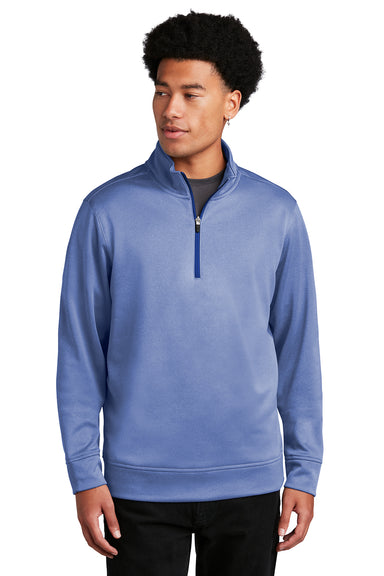 Sport-Tek ST263 Mens Heather Sport-Wick Moisture Wicking Fleece 1/4 Zip Sweatshirt Heather True Royal Blue Model Front