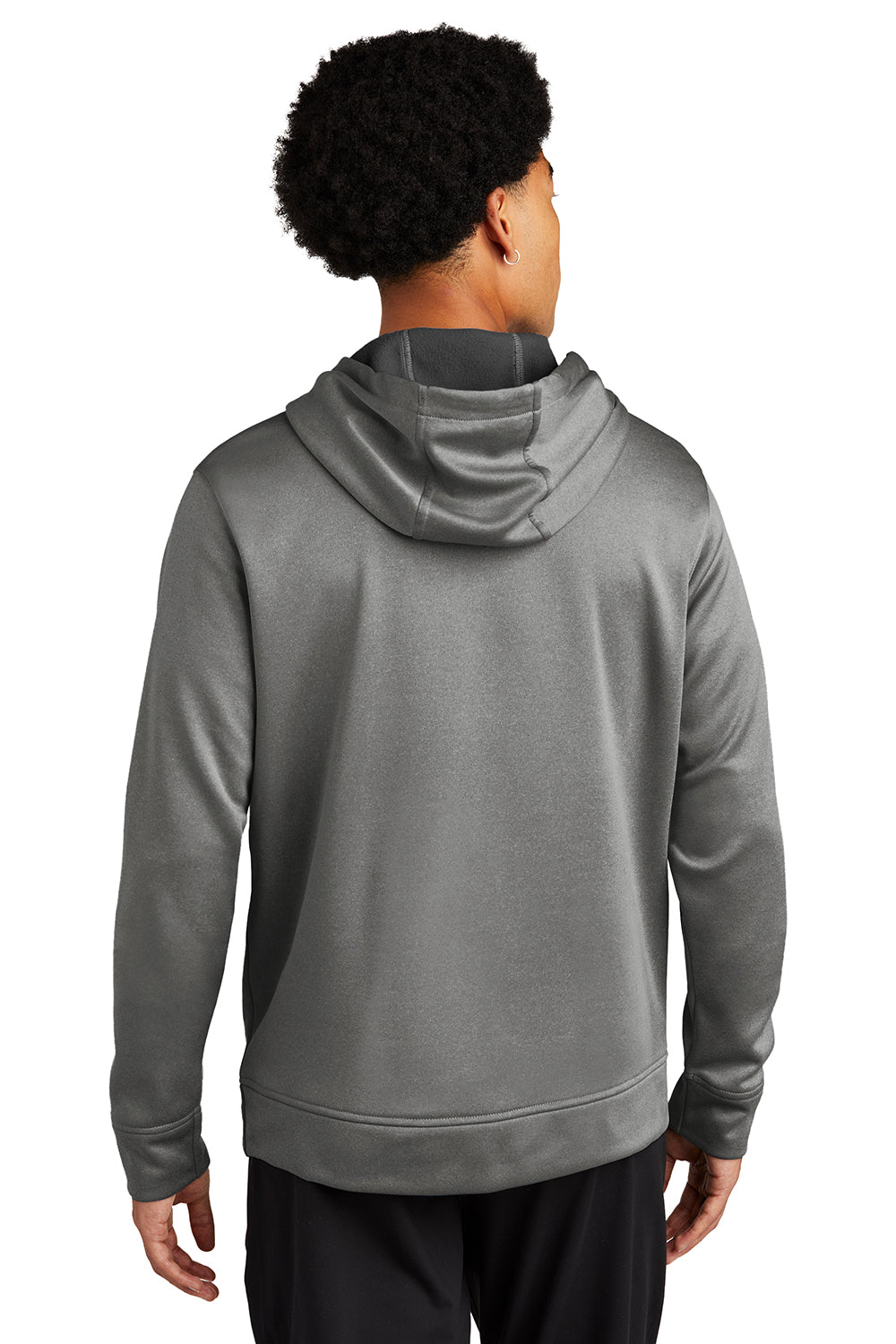 Sport-Tek ST264 Mens Heather Sport-Wick Moisture Wicking Fleece Hooded Sweatshirt Hoodie Heather Black Model Back