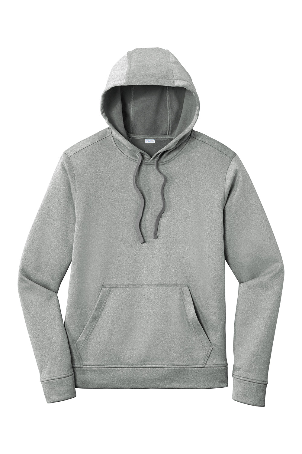 Sport-Tek ST264 Mens Heather Sport-Wick Moisture Wicking Fleece Hooded Sweatshirt Hoodie Heather Dark Silver Grey Flat Front