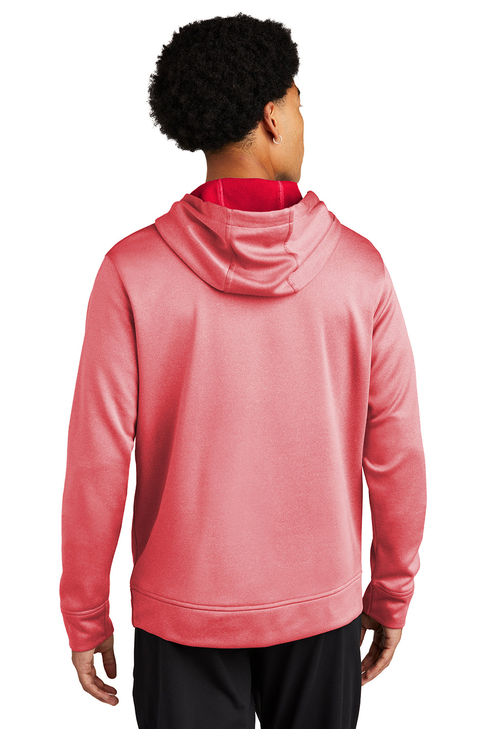 Sport-Tek ST264 Mens Heather Sport-Wick Moisture Wicking Fleece Hooded Sweatshirt Hoodie Heather Deep Red Model Back