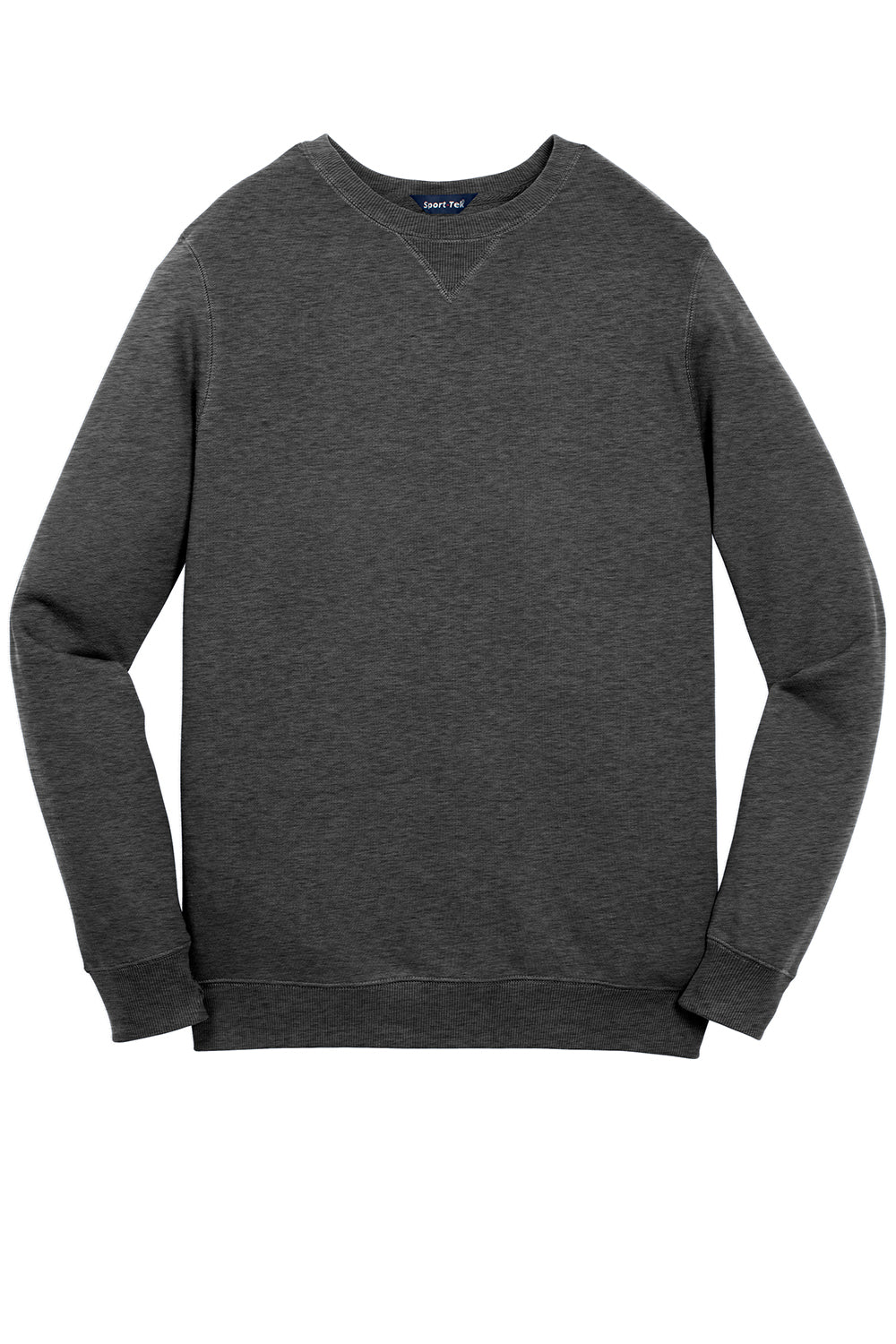 Sport-Tek ST266 Mens Shrink Resistant Fleece Crewneck Sweatshirt Heather Graphite Grey Flat Front