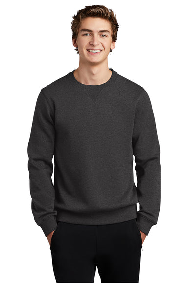 Sport-Tek ST266 Mens Shrink Resistant Fleece Crewneck Sweatshirt Heather Graphite Grey Model Front