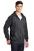 Sport-Tek ST269 Mens Shrink Resistant Fleece Full Zip Hooded Sweatshirt Hoodie Heather Graphite Grey/Black Model 3q