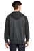 Sport-Tek ST269 Mens Shrink Resistant Fleece Full Zip Hooded Sweatshirt Hoodie Heather Graphite Grey/Black Model Back