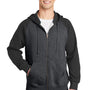 Sport-Tek Mens Shrink Resistant Fleece Full Zip Hooded Sweatshirt Hoodie - Heather Graphite Grey/Black