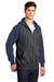 Sport-Tek ST269 Mens Shrink Resistant Fleece Full Zip Hooded Sweatshirt Hoodie Heather Graphite Grey/True Navy Blue Model 3q