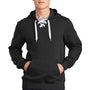 Sport-Tek Mens Lace Up Fleece Hooded Sweatshirt Hoodie - Black