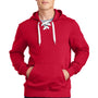 Sport-Tek Mens Lace Up Fleece Hooded Sweatshirt Hoodie - Deep Red