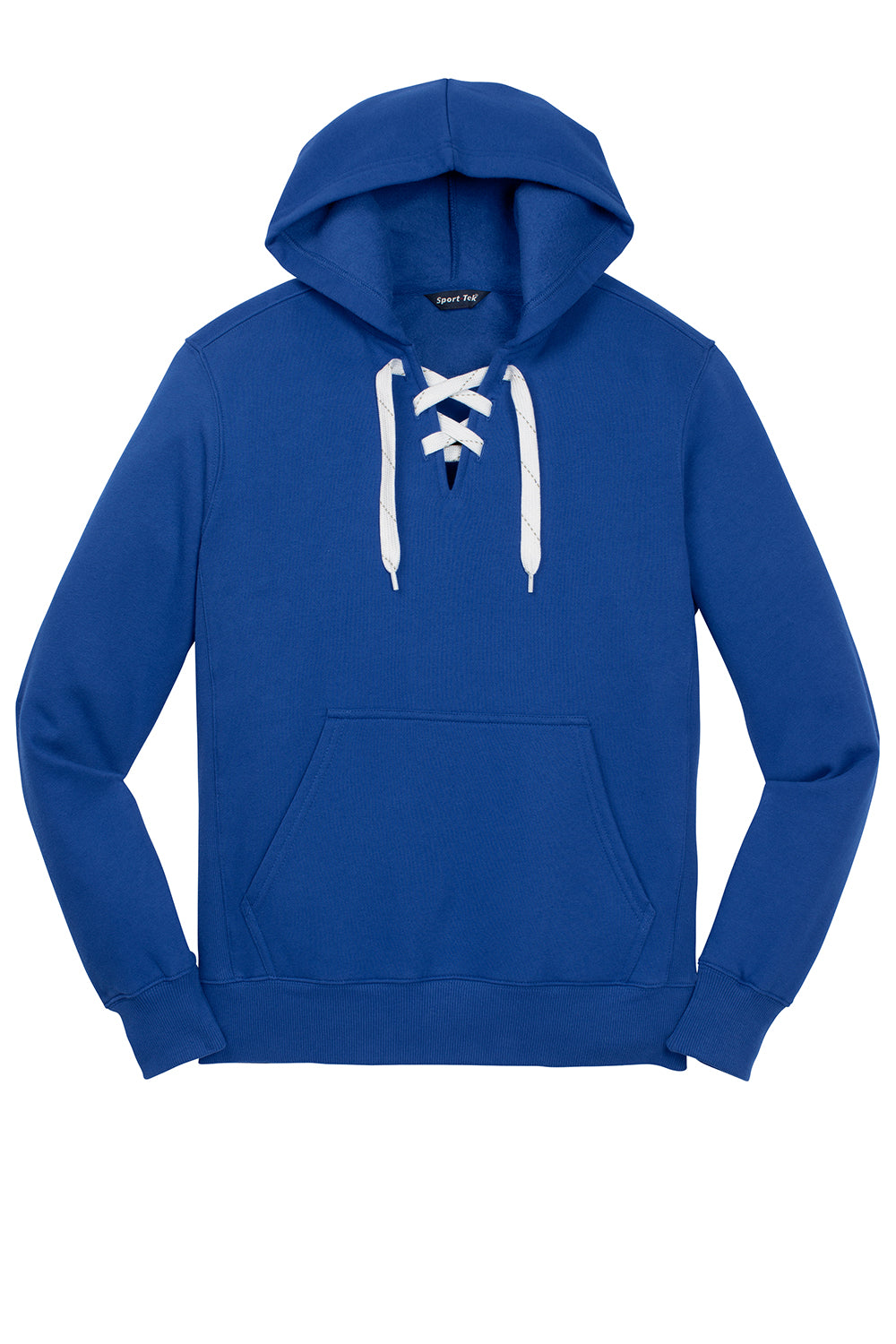 Sport-Tek ST271 Mens Lace Up Fleece Hooded Sweatshirt Hoodie True Royal Blue Flat Front