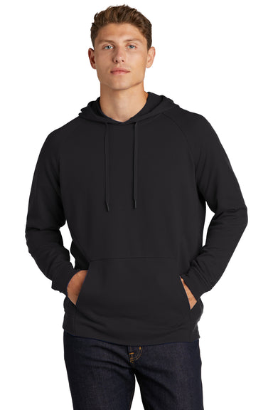 Sport-Tek ST272 Mens French Terry Hooded Sweatshirt Hoodie Black Model Front