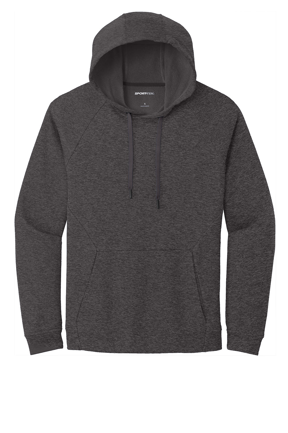 Sport-Tek ST272 Mens French Terry Hooded Sweatshirt Hoodie Heather Black Flat Front