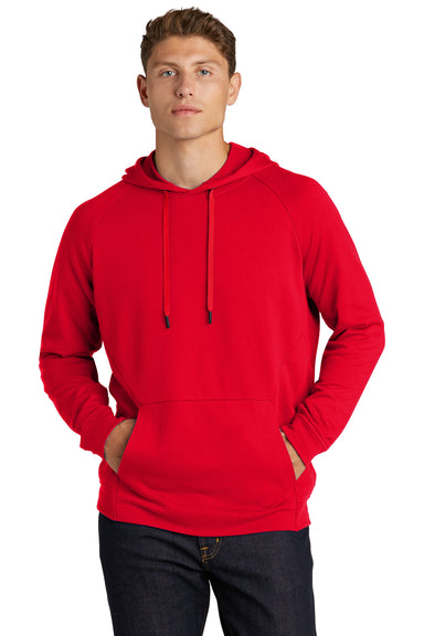 Sport-Tek ST272 Mens French Terry Hooded Sweatshirt Hoodie True Red Model Front