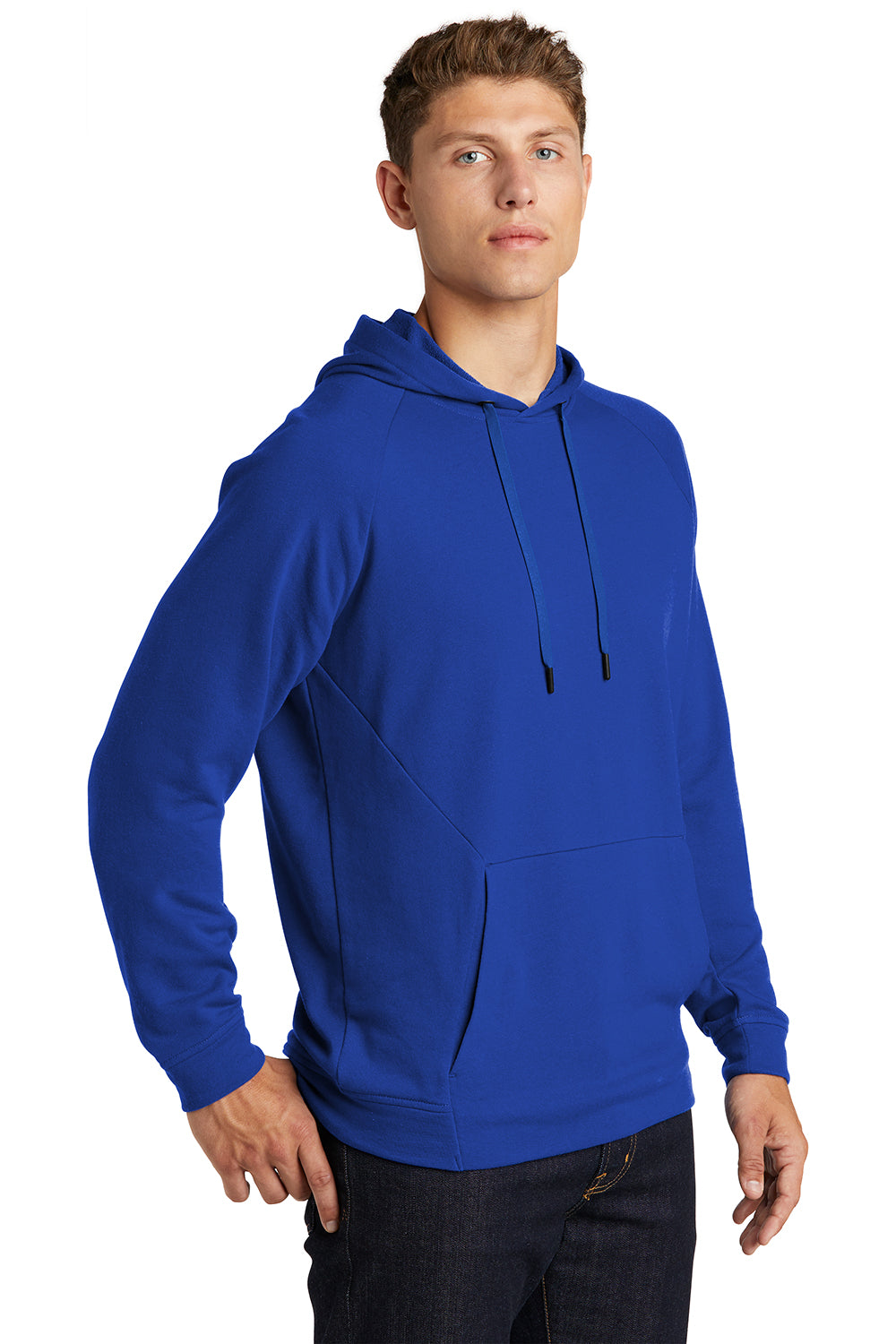 Sport-Tek ST272 Mens French Terry Hooded Sweatshirt Hoodie True Royal Blue Model 3q