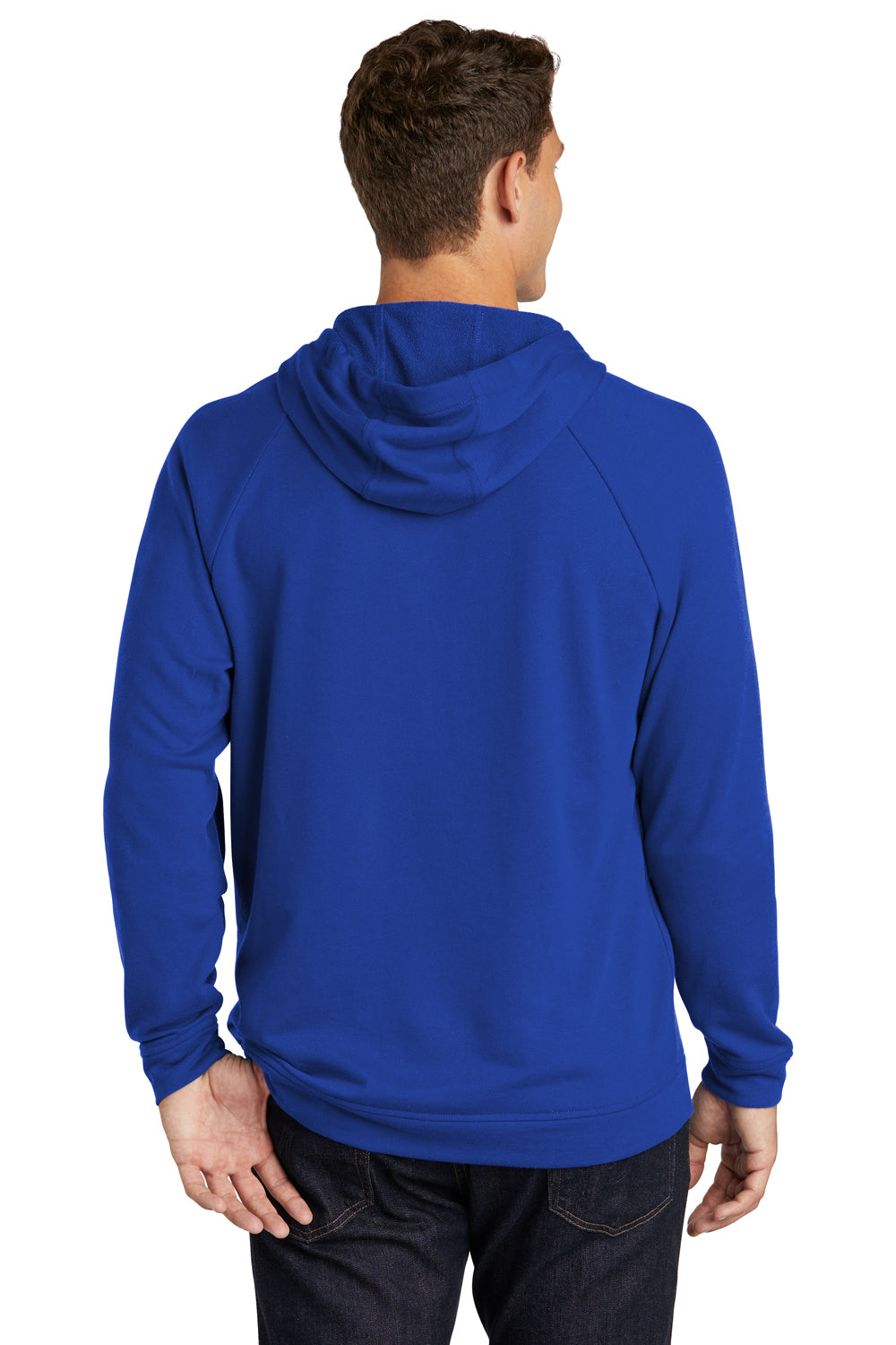 Sport-Tek ST272 Mens French Terry Hooded Sweatshirt Hoodie True Royal Blue Model Back