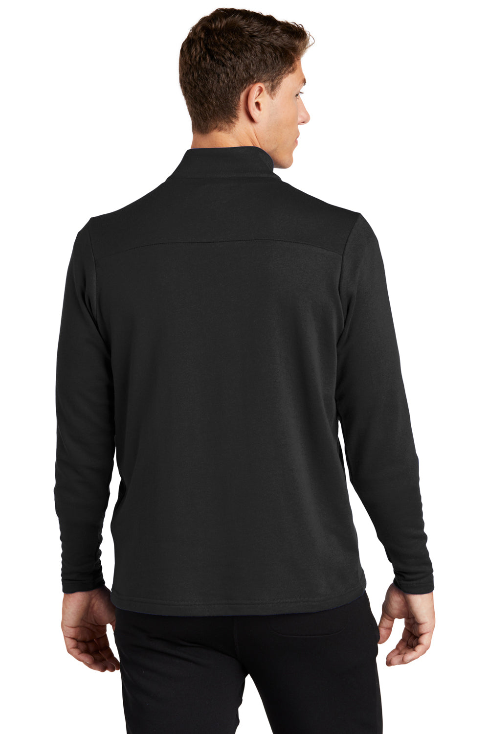 Sport-Tek ST273 Mens French Terry 1/4 Zip Sweatshirt Black Model Back